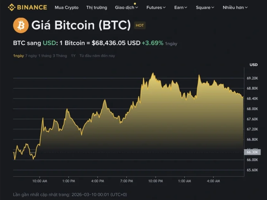 Giá Bitcoin hôm nay 10.3.2026: BTC tăng khi ông Trump nói 'chiến sự Iran sớm kết thúc'